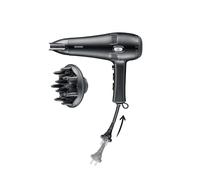 Severin Secador de pelo, secador potente, enrollador automático del cable con solo pulsar un botón, con botón de aire frío, dos accesorios adicionales, 2100 W, negro, HT 0165