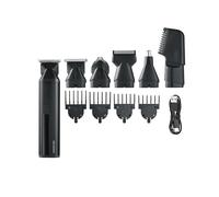 Severin Set multifunción de cuidado personal para hombre 6 en 1, cortapelo, recortadora de barba, vello nasal y corporal, impermeable, inalámbrico, 90 min, longitud de corte variable, negro, HS 0710