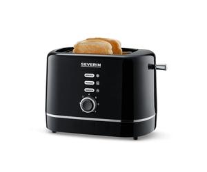 SEVERIN Tostadora Automática, 850 W, Tostador de pan con 2 Ranuras Cortas, Carcasa de toque frio, Espacio para guardar el cable, Color Negro AT 4321