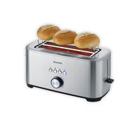 SEVERIN Tostadora automática de ranura larga con función bagel, tostador ancho con soporte para panecillos, tostadora doble para calentar y descongelar, acero inoxidable cepillado/negro, AT 2621