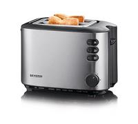 SEVERIN Tostadora Automática, Incluye Soporte para Tostar Panecillos, 2 Ranuras Cortas, 850 W, Acero Inoxidable/Negro AT 2514
