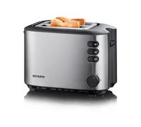 Severin - tostadora automática, incluye soporte para tostar panecillos, 2 ranuras cortas, 850 w, acero inoxidable/negro at 2514