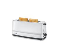Severin Tostadora automática, tostador largo de una ranura larga con soporte para panecillos, multifunción para tostar, descongelar y calentar, 800 W, blanco/gris, AT 2232