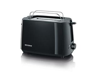 SEVERIN Tostadora automática, tostadora con accesorio enrollable, tostadora con cajón para migas y 700 W de potencia, negra, AT 2287
