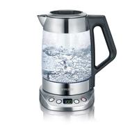 SEVERIN Tetera y hervidor de agua de cristal Deluxe, tetera eléctrica con temperatura y tiempo ajustables, tetera hervidor con programas, 3000 W, acero inoxidable, WK 3479