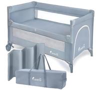 SEVERNO Kids Close to Mommy Baby Reisebett 2-en-1 - Cama auxiliar y cuna de viaje plegable para niños con 2 niveles, mosquitero, colchón, ruedas y bolsa de transporte - Cuna de viaje para bebés hasta