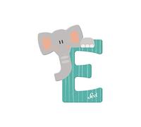 SEVI Elefante Puerta de Habitación Infantil ABC Madera, Juguete Educativo para Niños a Partir de 3 años, Letra Animales Surtidos Naranja Verde Claro, Color, ca. 10 x 7,5 cm (Trudi S.p.A. 460-83-005)