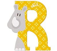 Sevi 83018 Animales Letras de Madera R Rhinozeros aprox. 10 cm, Letras para Puerta de Habitación Infantil ABC Juguetes Educativos de Madera Juguete Educativo para Niños a partir de 3 Años Letra