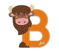 Sevi 83002 Animal Letra B Bisonte de madera aprox. 10 cm, letras para puerta de habitación infantil, ABC, juguete educativo de madera, juguete educativo para niños a partir de 3 años, letra animales,