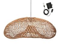 Sevia SOLAR - Lámpara de techo solar (ratán natural, con cable híbrido de red y solar, 5 m de longitud