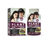 Sevich Champú vegetal para el cabello en bolsitas para mujeres y hombres, con extracto de morera, 10 paquetes premedidos, sin amoniaco, cobertura gris 5 en 1, color y cuidado (30 ml/bolsa), marrón