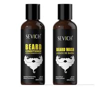 Sevich Juego de champú y acondicionador de barba para hombres, fórmula vegetal natural con aceite de argán y jojoba, limpieza profunda e hidratante, previene la sequedad y el encrespamiento