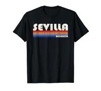 Sevilla Andalucía Estilo Retro Años 70 80 Camiseta gráfica económica, Hombre, Negro, M