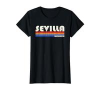 Sevilla Andalucía Estilo Retro Años 70 80 Camiseta gráfica económica, Mujer, Negro, L