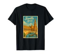 Sevilla España 50's Vintage Travel Tourist Poster Art Graphic Camiseta