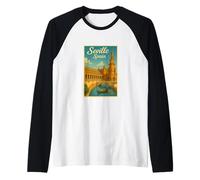 Sevilla España 50's Vintage Travel Tourist Poster Art Graphic Camiseta Manga Raglan