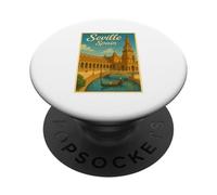Sevilla España 50's Vintage Travel Tourist Poster Art Graphic PopSockets PopGrip Adhesivo