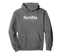 Sevilla Español | Bandera | Nombre de la Ciudad en España Sudadera con Capucha, Unisex para Adultos, Asfalto, S