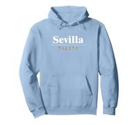Sevilla Español | Bandera | Nombre de la Ciudad en España Sudadera con Capucha, Unisex para Adultos, Azul Polvoriento, S