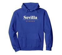 Sevilla Español | Bandera | Nombre de la Ciudad en España Sudadera con Capucha, Unisex para Adultos, Azul Real, S