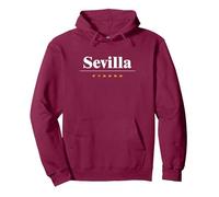 Sevilla Español | Bandera | Nombre de la Ciudad en España Sudadera con Capucha, Unisex para Adultos, Granate, S