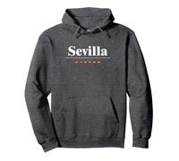 Sevilla Español | Bandera | Nombre de la Ciudad en España Sudadera con Capucha, Unisex para Adultos, Jaspeado Oscuro, S