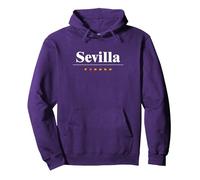 Sevilla Español | Bandera | Nombre de la Ciudad en España Sudadera con Capucha, Unisex para Adultos, Morado, S