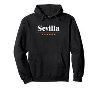 Sevilla Español | Bandera | Nombre de la Ciudad en España Sudadera con Capucha, Unisex para Adultos, Negro, S