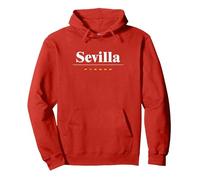 Sevilla Español | Bandera | Nombre de la Ciudad en España Sudadera con Capucha, Unisex para Adultos, Rojo, S