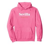 Sevilla Español | Bandera | Nombre de la Ciudad en España Sudadera con Capucha, Unisex para Adultos, Rosa Brillante, S
