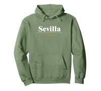 Sevilla Español | Bandera | Nombre de la Ciudad en España Sudadera con Capucha, Unisex para Adultos, Verde Salvia, S