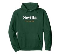 Sevilla Español | Bandera | Nombre de la Ciudad en España Sudadera con Capucha, Unisex para Adultos, Verde Bosque, S