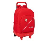 SEVILLA FC - Mochila Grande con Ruedas, Compacta, Extraíble, Ideal para Niños de Diferentes Edades, Cómoda y Versátil, Calidad y Resistencia, 33x22x45 cm