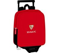 SEVILLA FC - Mochila Guardería con Carro Safta, Ideal para Niños de Diferentes Edades, Cómoda y Versátil, Calidad y Resistencia, 22x10x27 cm, Color Rojo/negro