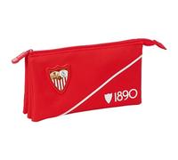 SEVILLA FC - Portatodo Triple, Estuche Infantil, Estuche Niño, Ideal para Niños en Edad Escolar, Cómodo y Versátil, Calidad y Resistencia, 22x3x12 cm