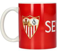 Sevilla Fútbol Club - Taza Desayuno, de Cerámica en Caja, Producto Oficial, Capacidad 300 ml, Color Rojo (CyP Brands)