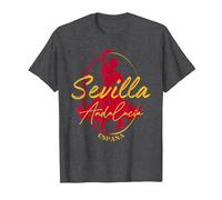 Sevilla Souvenir/España Sevilla Camiseta, Hombre, Jaspeado Oscuro, 6XL