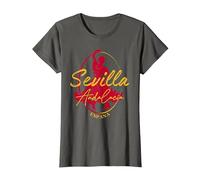 Sevilla Souvenir/España Sevilla Camiseta, Mujer, Asfalto, XS