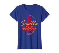 Sevilla Souvenir/España Sevilla Camiseta, Mujer, Azul Real, XS