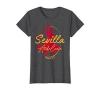 Sevilla Souvenir/España Sevilla Camiseta, Mujer, Jaspeado Oscuro, XS
