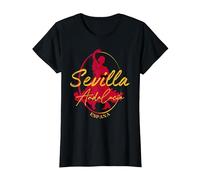 Sevilla Souvenir/España Sevilla Camiseta, Mujer, Negro, XS