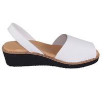 Sevillas Sandalias Menorquinas Mujer de Piel con Cuña - Avarcas Cómodas Hechas en España - Verano Casual Antideslizantes (Blanco Liso, Sistema tallas calzado EU, Adulto, Números, mediano, 35)