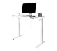 Seville Classics Airlift Mesa Regulable en Altura Vidrio Templado, Blanco, 121x61 cm