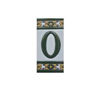 Sevillia Green, azulejos de número de casa de cerámica pintados a mano que miden 11 × 5,5 cm. (azulejo del número 0)