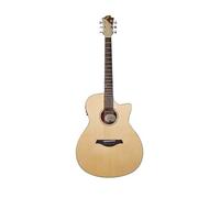Sevinia Guitarra electroacústica, estilo Grand Auditorium con parte superior de abeto macizo y parte trasera y laterales de caoba, ecualizador de 3 bandas, sintonizador, diapasón de palisandro, bolsa