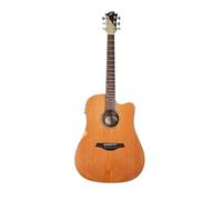 Sevinia Guitarra electroacústica, estilo occidental con parte superior de cedro macizo y parte trasera y laterales de palisandro, ecualizador de 3 bandas, afinador, diapasón de palisandro, bolsa
