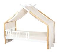 Sevira Kids | Cielo de cama cabaña, tela de gasa de algodón, Jeanne, 420 x 130 cm, color beige - Made in France