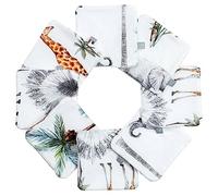 Sevira Kids | Toallitas lavables de bambú de 8 piezas, Safari - 10 x 10 cm - Made in France