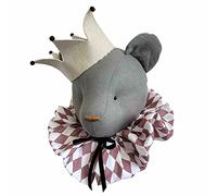 Sevira Kids - Trofeo de pared infantil de lino, oso Carlos, gris, 45 x 30 cm