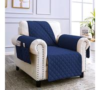 sevi's Funda Sofá 1 Plaza 60cm Impermeable con Brazos, Cubre Sillon Orejero/Relax Reversible, Protector para Sofás, Color Azul